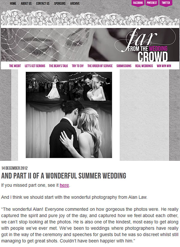 Press Features: Far From The Wedding Crowd