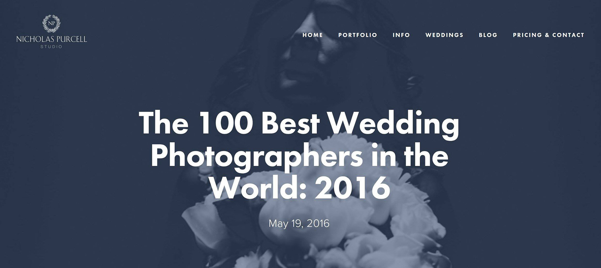 Named one of the ‘100 Best Wedding Photographers in the World 2016’