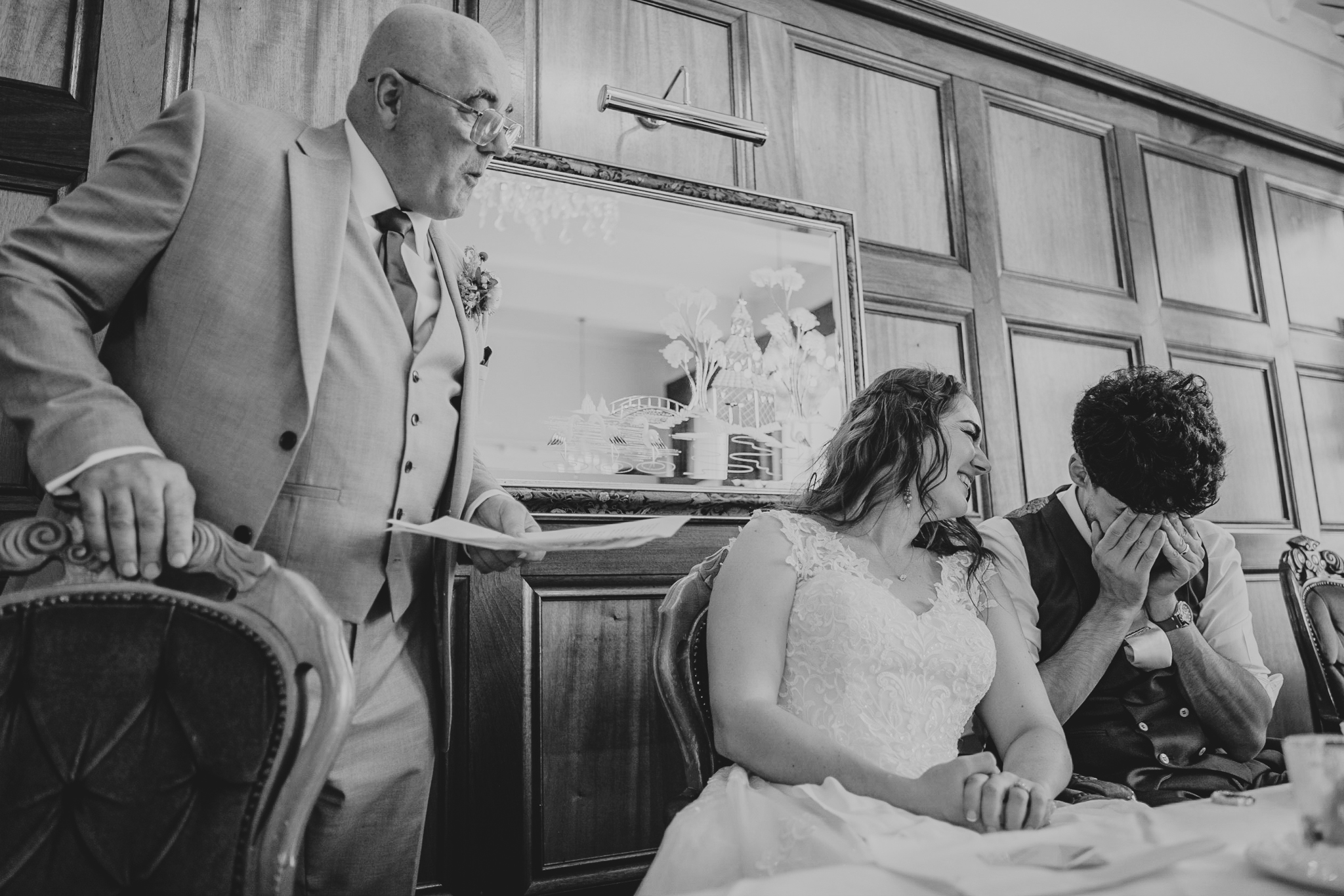Groom gets a good roasting from his new Father-in-law during the speeches at The Atlantic Hotel.