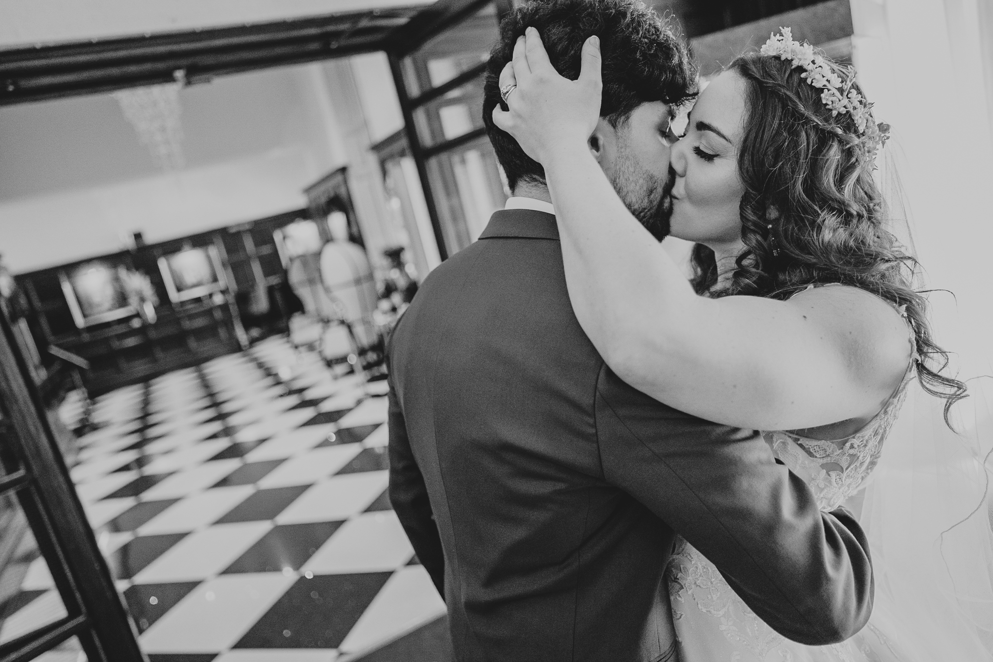 Danny and Hannah embrace moments after becoming husband and wife at The Atlantic Hotel.