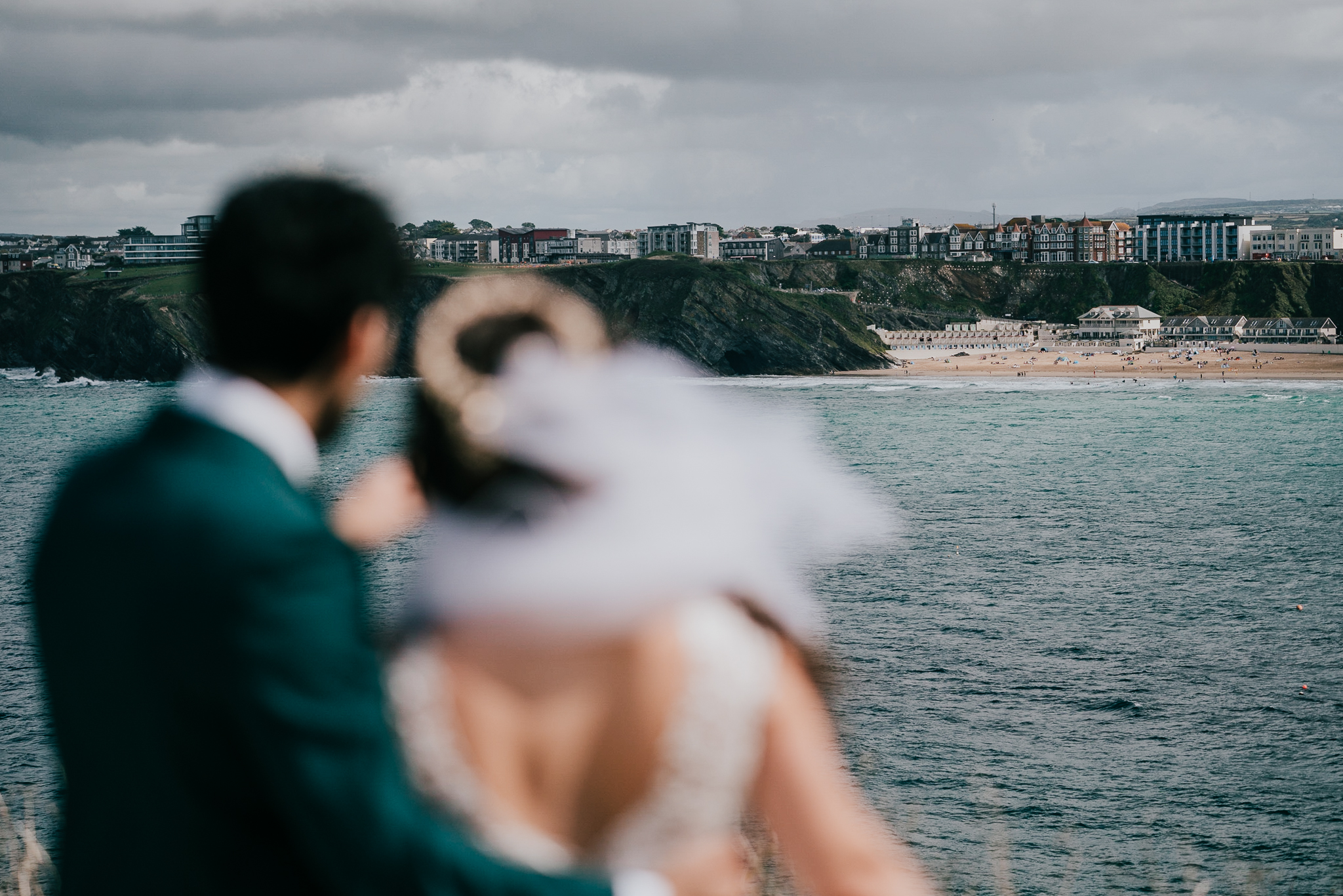 During couple time, the couple are out of focus in the foreground, whilst we see the Cornwall coastline and sea in the background.