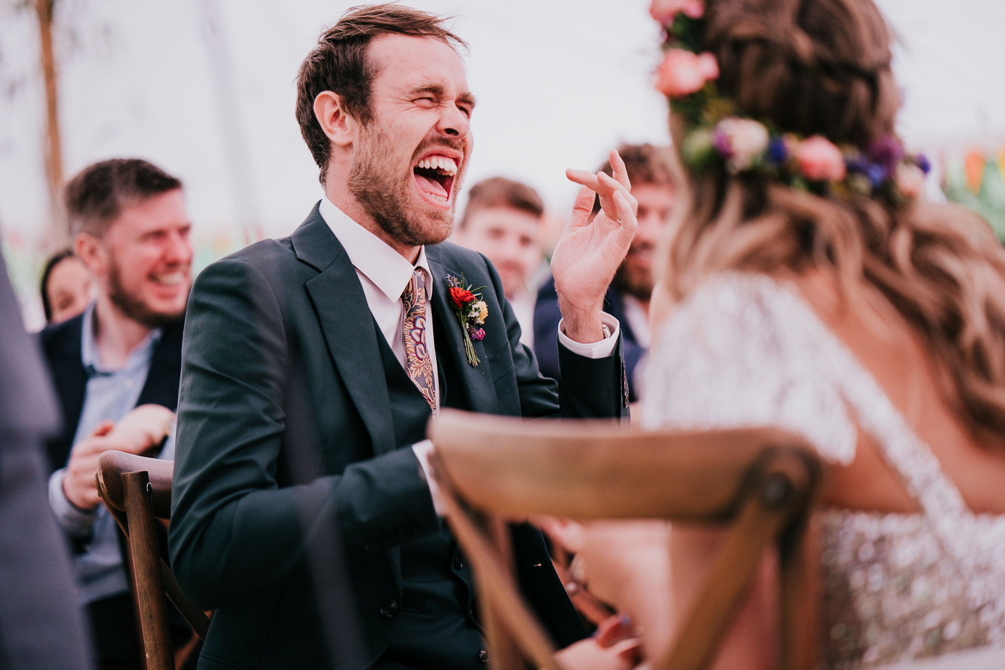 baldock-wedding-photographer 7 – Alan Law Photography A big laugh from the groom during the speeches.
