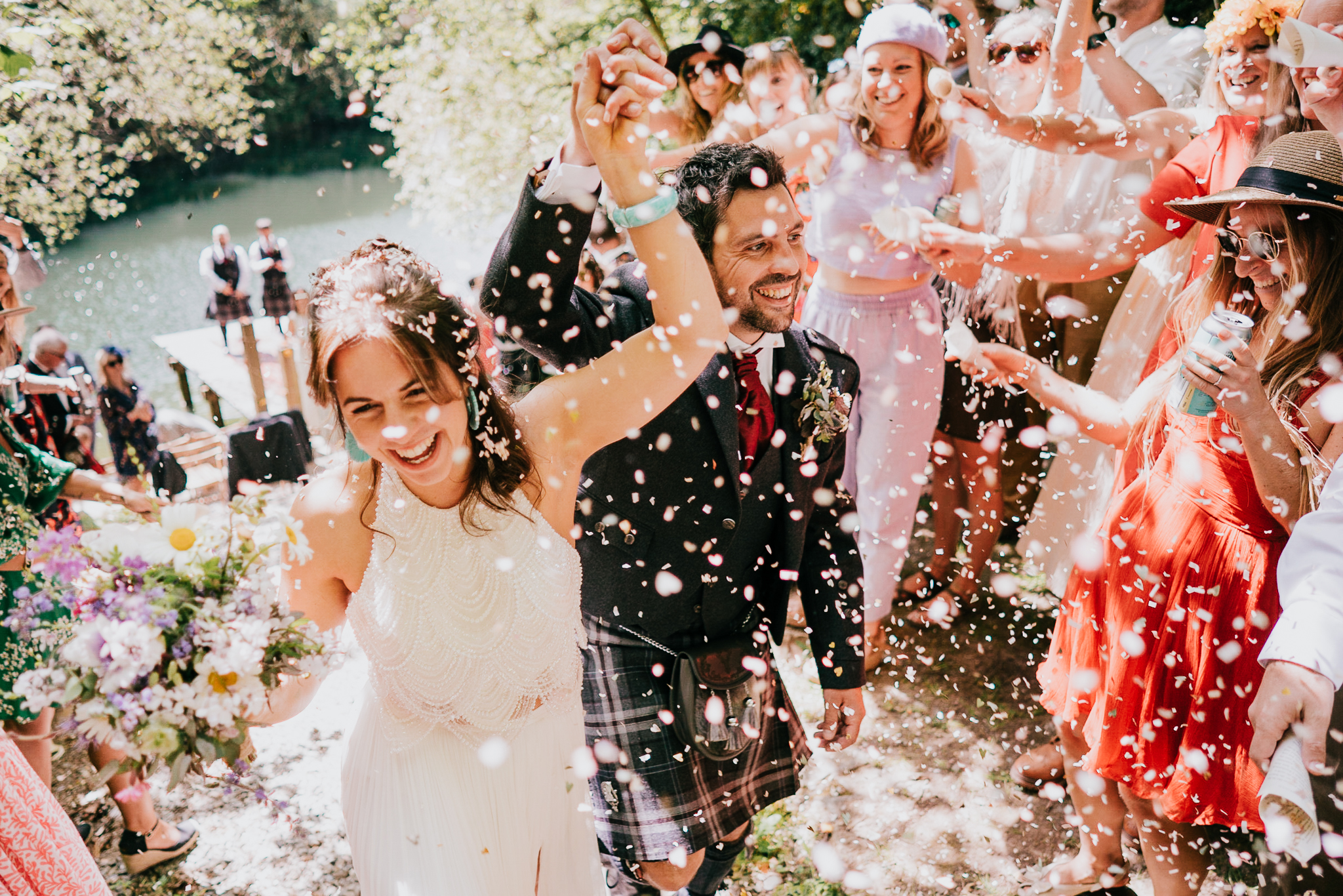 cornish-tipi-weddings-photographer 4 – Alan Law Photography The bride and groom showered with confetti at Cornish Tipis.