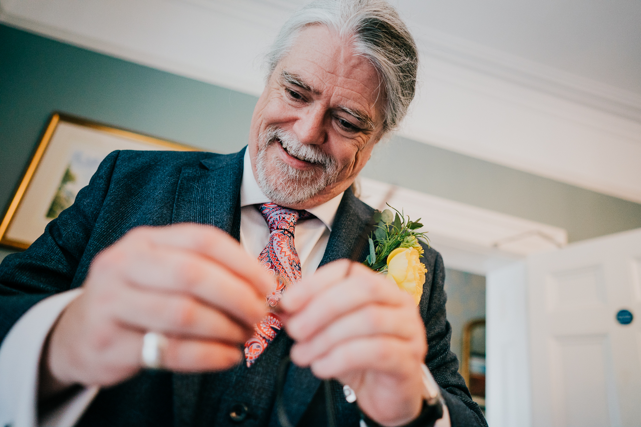 Groom getting ready at The Horn of Plenty.