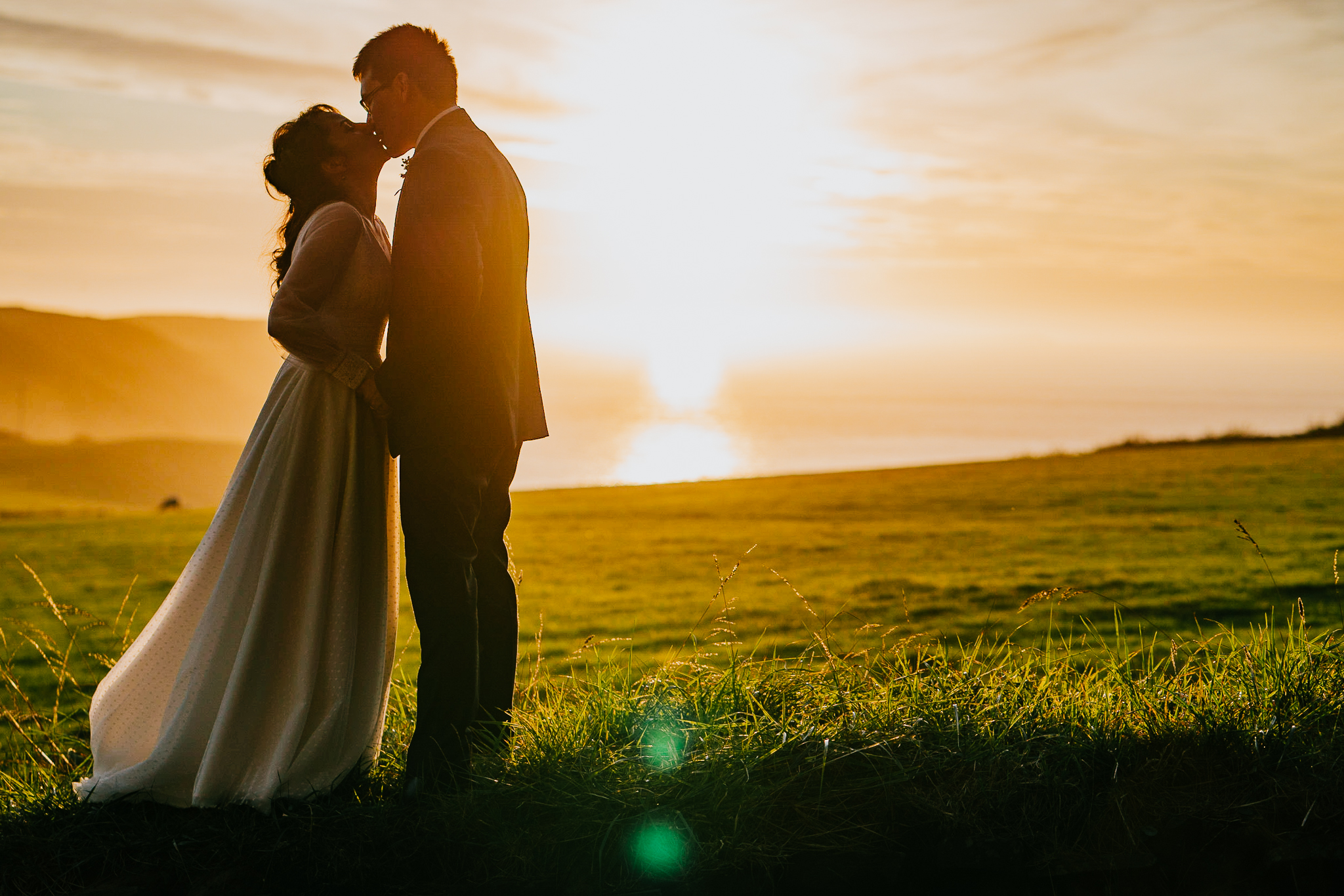 lynton-town-hall-wedding-photographer 10 – Alan Law Photography The couple take a few minutes to enjoy a sunset in Devon.