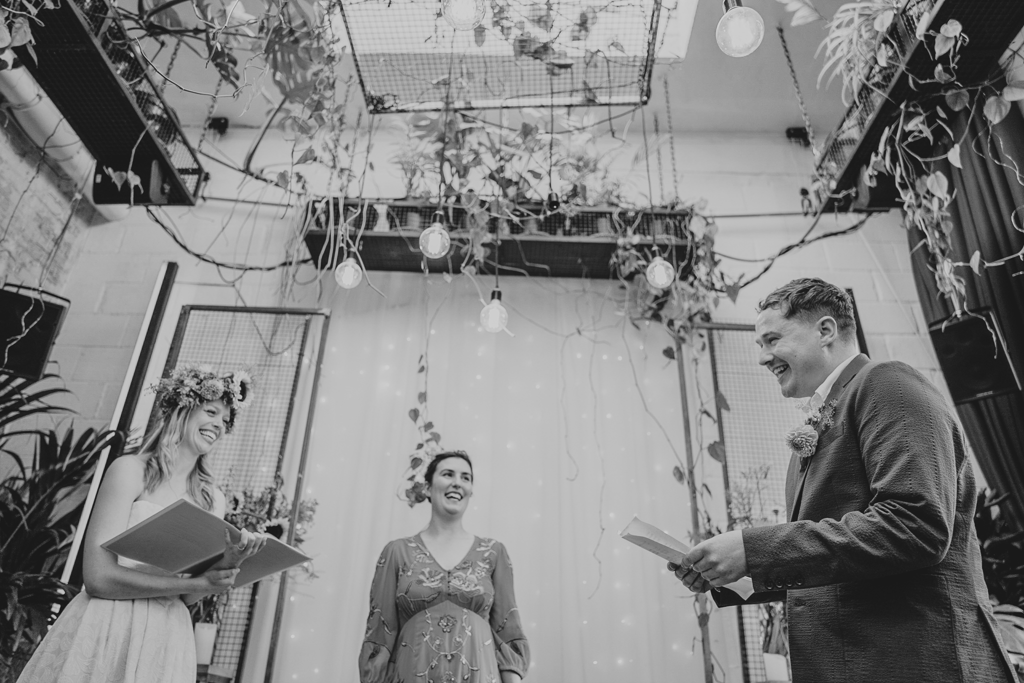 The bride and groom exchange their personal vows during their wedding at The Hackney.